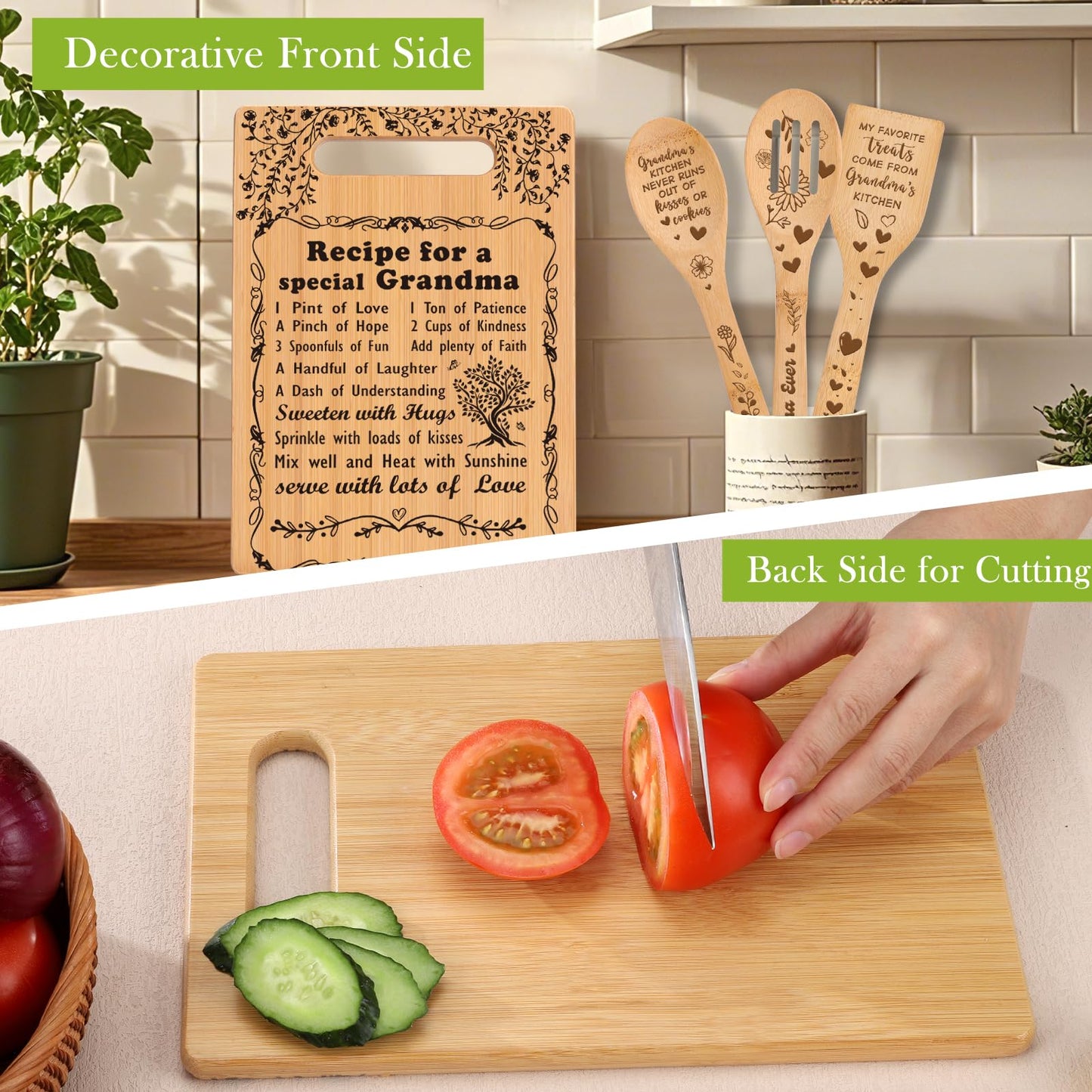 Grandma Gifts Mothers Day Gifts for Grandma Great Grandma Birthday Gifts from Grandkids Granddaughter Grandson Best Grandma Ever Gift New Grandma Nana Gigi Christmas Cutting Boards for the Kitchen