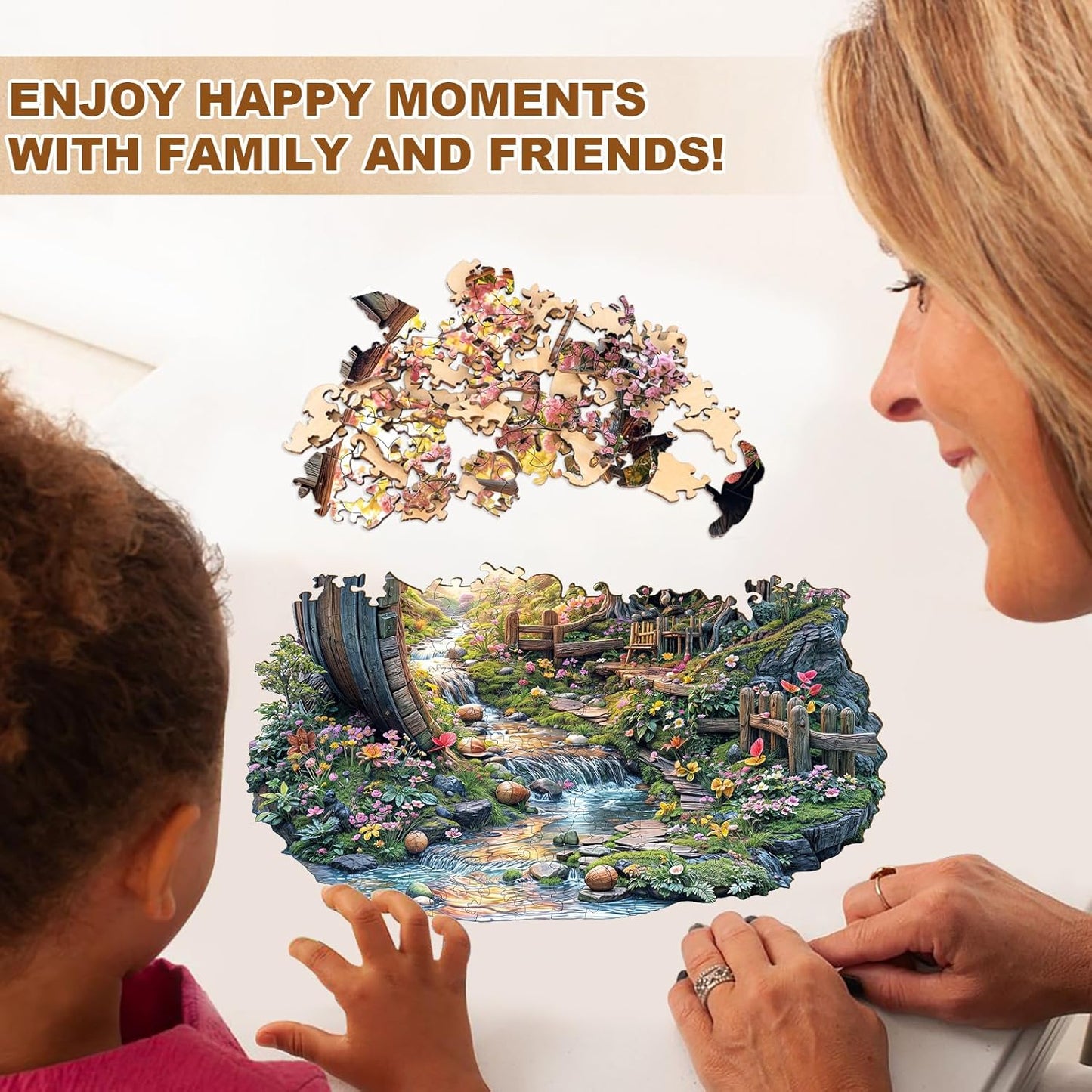 Wooden Puzzles for Adults, Spring Flower Wooden Jigsaw Puzzle for Adults, 280 Piece Unique Animal Shape Wood Puzzles Adult, Birthday Party Gifts for Friends & Family Game Home Decor (L-13.4 * 13.1in)