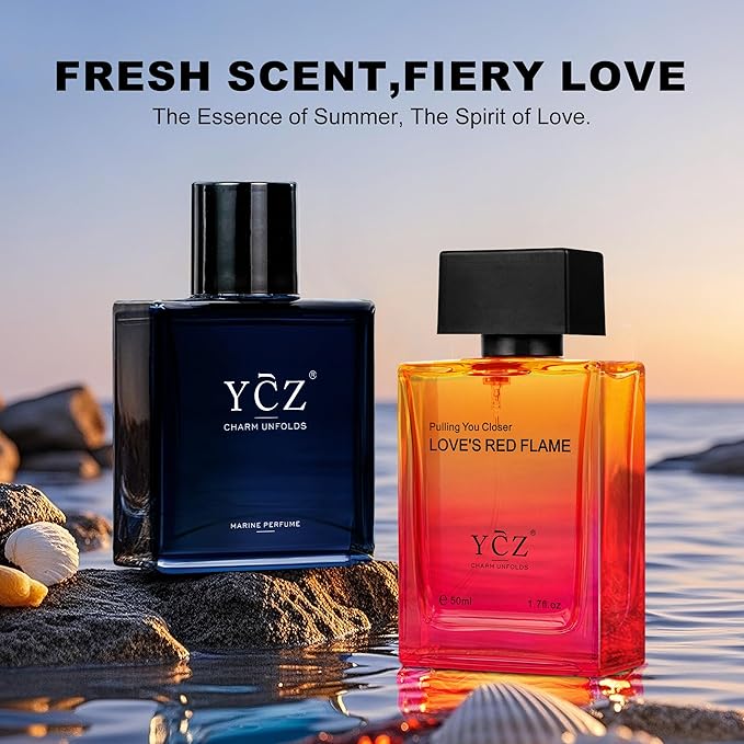 Ycz Eau de Parfum Ocean Fire Perfume Set, 1.7oz(50ml) Bottled 2pcs Men'S Luxury Perfume - Oriental Fresh And Long Lasting Floral Scent for Dating, Made for Men Valentine's Day Gift, Christmas Gifts