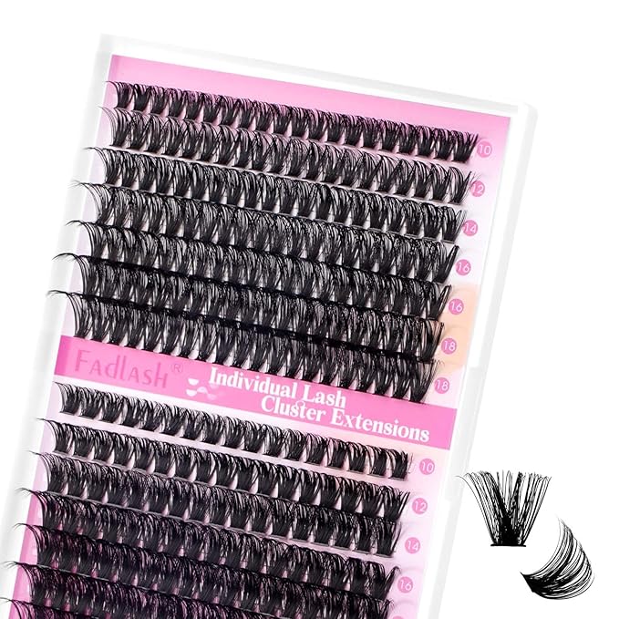 Lash Clusters Fluffy 60D+80D 10-18mm Mixed Tray Thick Eyelash Clusters C Curl Individual Lashes 259pcs Eyelash Extension Clusters Wispy Soft DIY Lash Extensions (60D+80D-0.07-C,10-18mm)