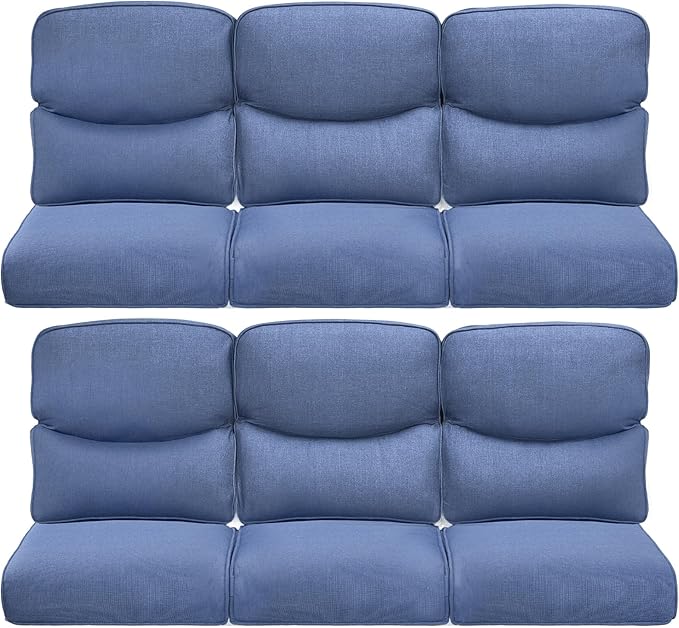ACTREST Pop 22x25/22x24 Outdoor Furniture Cushions Set of 6 - Comfortable Patio Chair Cushion for Rattan Wicker Dining Rocking Swivel Chairs Loveseat Couch L-Shape Sectional Sofa - Navy Blue/Smile