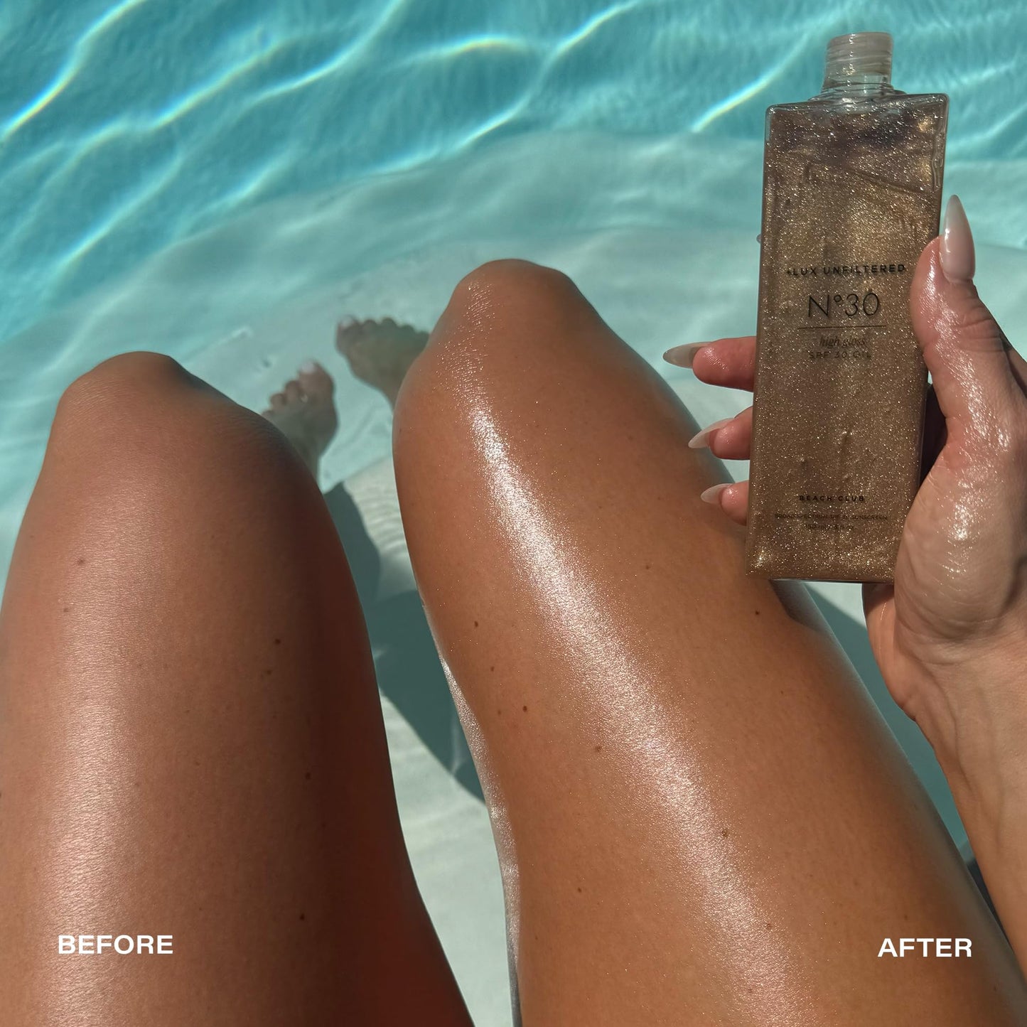 + Lux Unfiltered N30 High Gloss Tanning Oil with SPF 30 - Hydrating & Nourishing Shimmer Body Oil, Instant Bronze Shimmer Sunscr