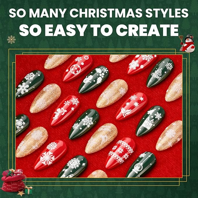 Beetles Snowflake Nail Art Stickers 30 Sheets Winter 3D Nail Stickers White Snowmen Santa Claus Elk Nails Supplies DIY Decals for DIY Decoration Nails Art