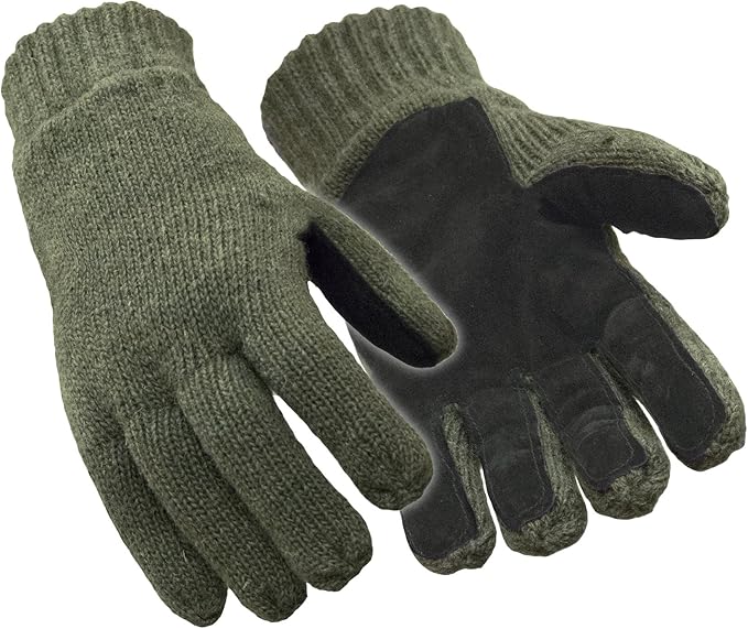 RefrigiWear Unisex Insulated Wool Leather Palm Gloves – Warm Winter Work Gloves for Cold Weather Protection