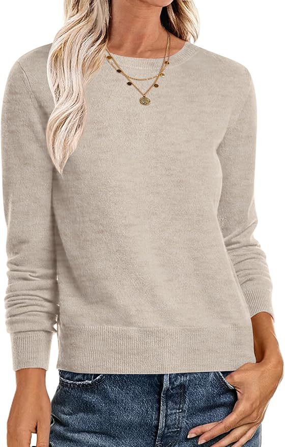 ANRABESS Sweaters for Women Long Sleeve Lightweight Crewneck Soft Basic Knit Loose Fit Pullover Top 2025 Fall Trendy Outfits