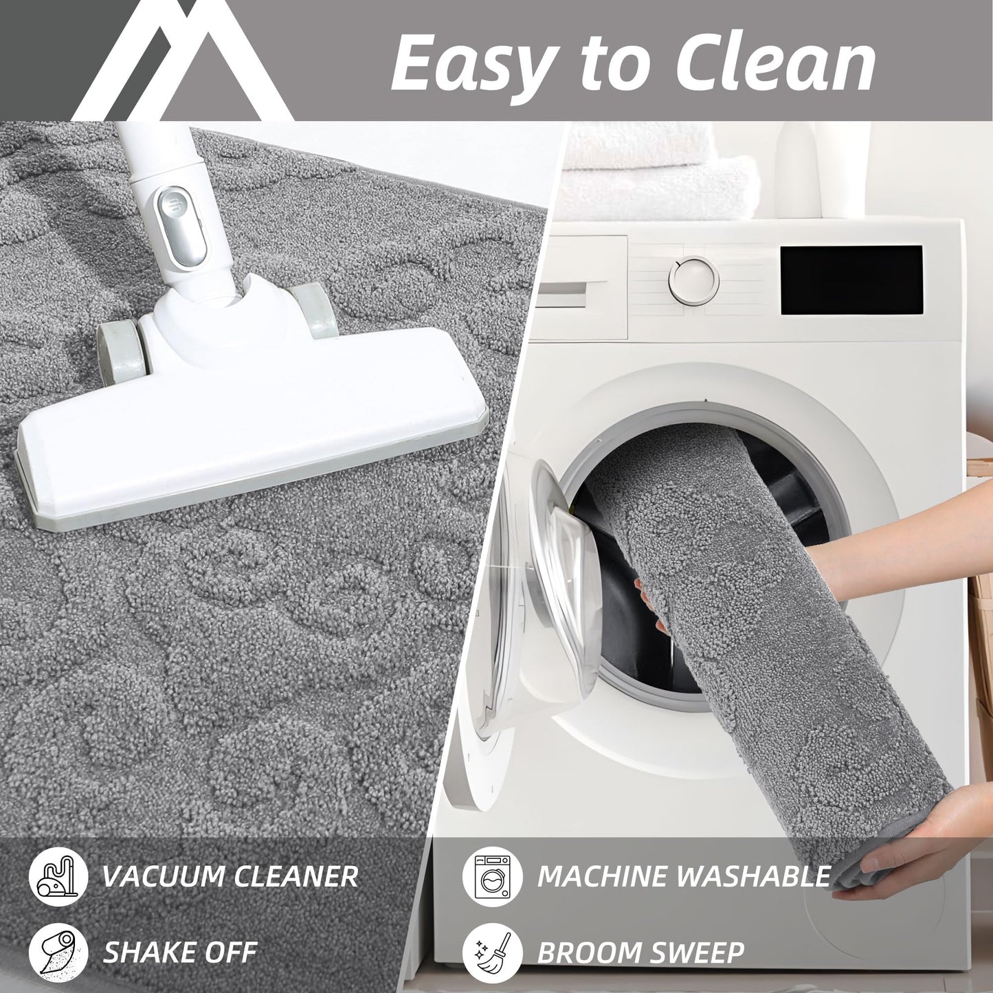 COSY HOMEER-Door-Mat-Non-Slip-Entryway-Rug 32”x48” Absorbent Welcome Mats Washable Dirt Trapper Door Mat Entrance Floor Mats for Front Back Doormats and Wet Shoes,Grey