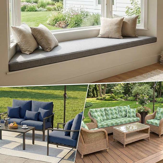 ROFIELTY Custom Bench Cushion, Durable Indoor/Outdoor Bench Seat Cushion, 70+ Colors to Choose from, Patio Furniture Bench Cushion, Multiple Scenarios Can be Applied (Custom Size)