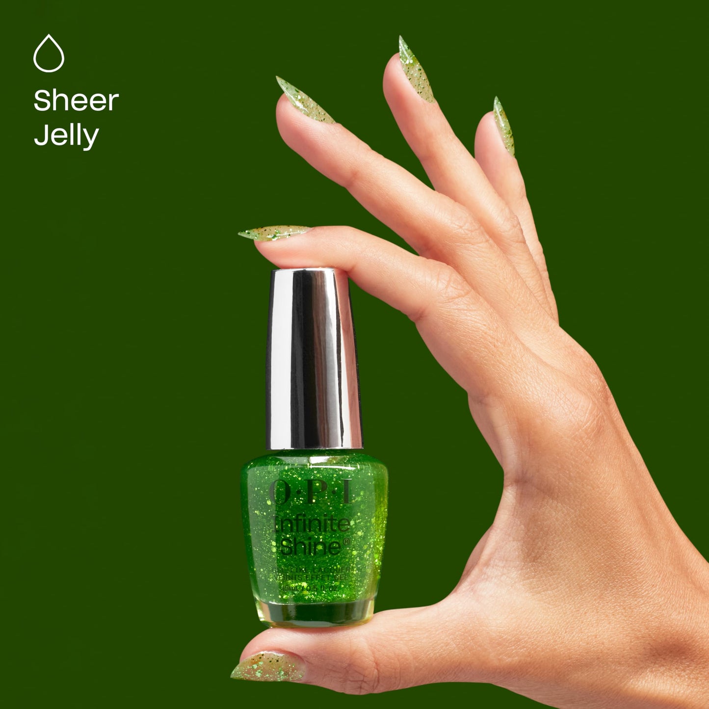 OPI Infinite Shine CelebrATE That | Jelly Bright Green Glitter Long Wear Gel Like Nail Polish | Make 'Em Jelly! Collection | Sum