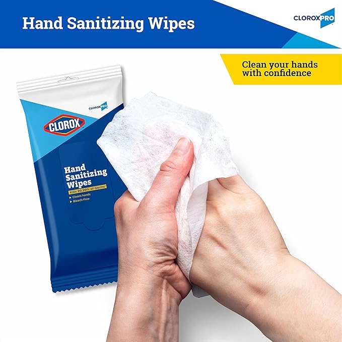 Clorox Pro Alcohol Free Wipes with BZK, 20 Ct Resealable Pouch - Travel Hand Wipes, Pack of 2