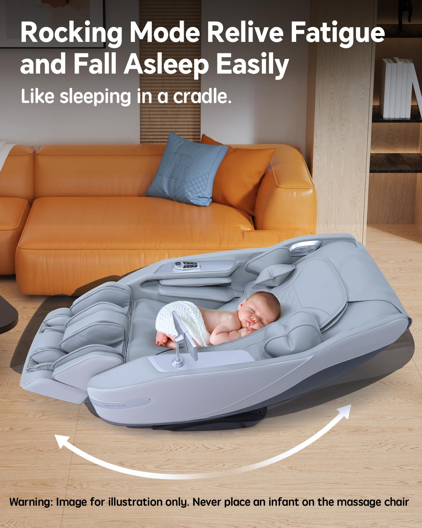 UIIU Massage Chair Full Body Zero Gravity, 3D ‌SL-Track Shiatsu Massage with Unique Rocking Sleep Mode, Upgraded Calf & Knee Massage (+11cm) for Tall People, Wireless Charging &Touch Screen,Gray Wh