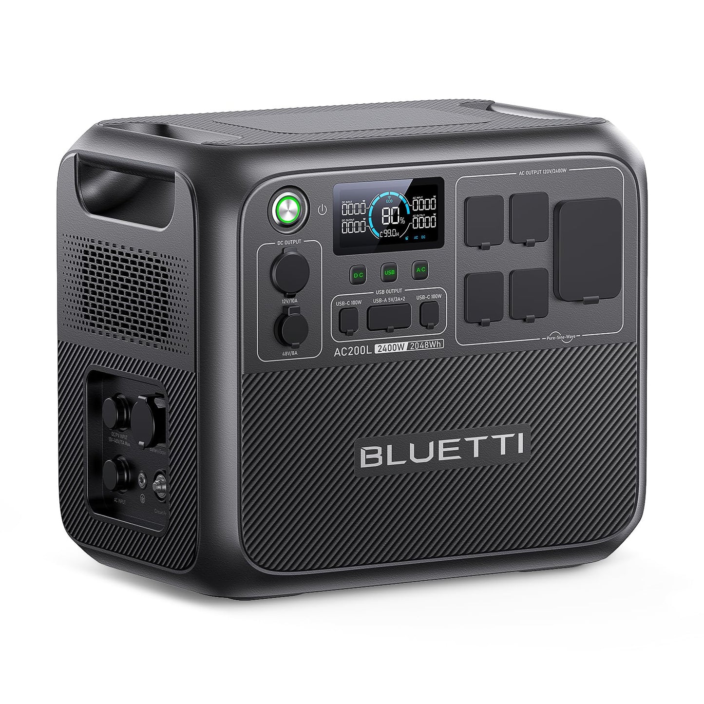 Bluetti Ac200L Portable Power Station, 2048Wh Lifepo4 Battery Backup, Expandable To 8192Wh W/ 4 2400W Ac Outlets (3600W Power Li