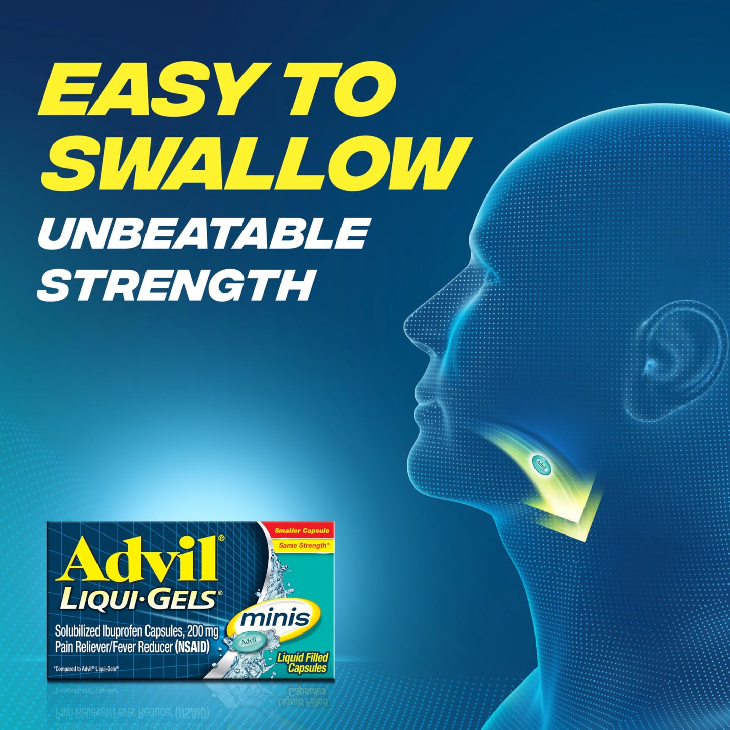 Advil Liqui-Gels Minis Pain Reliever and Fever Reducer, Pain Medicine for Adults with Ibuprofen 200mg for Pain Relief - 160 Liquid Filled Capsules