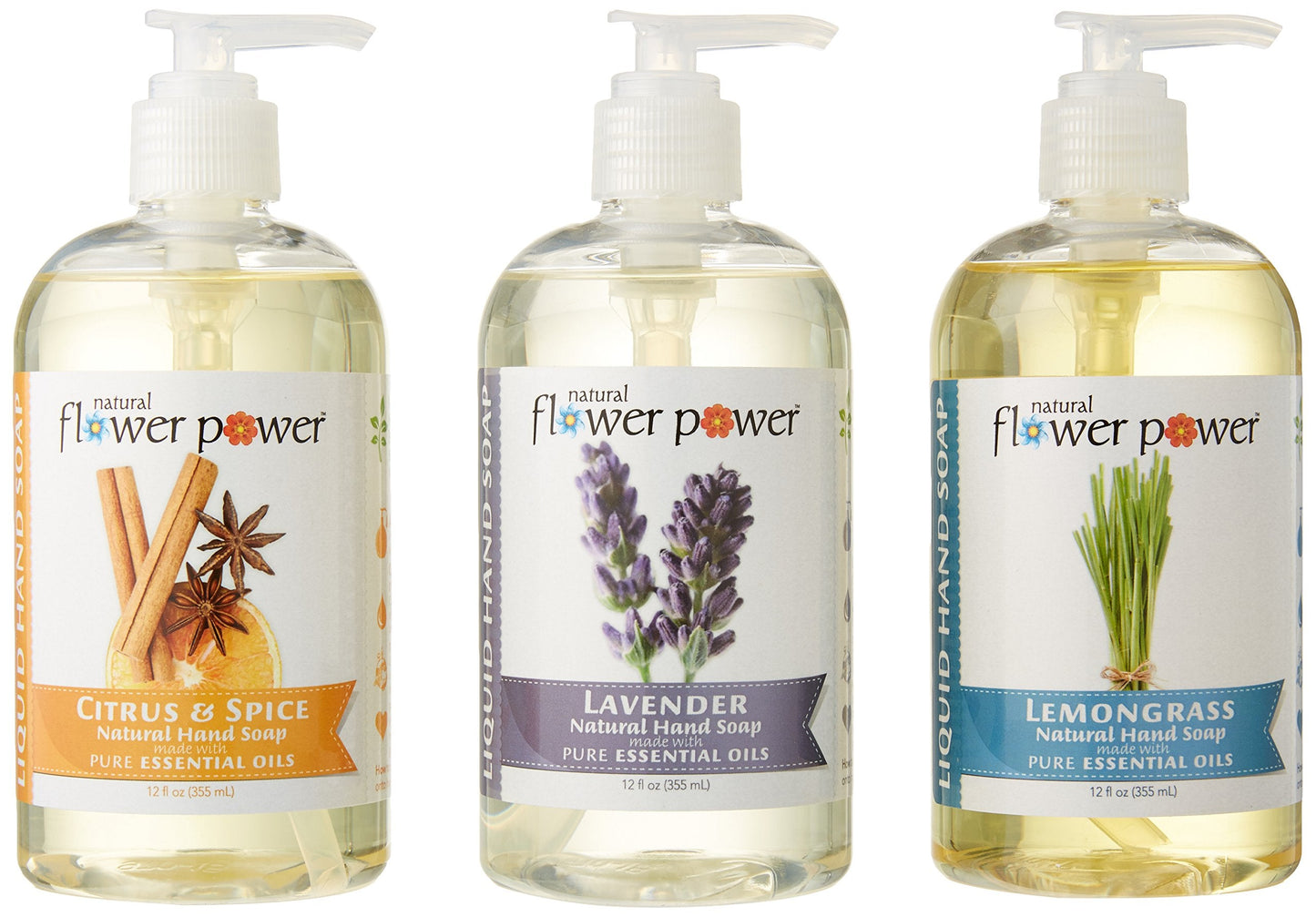 Natural Flower Power Liquid Hand Soap - Plant-Derived and Bio-Based Formula - Sulfate-Free, pH-Balanced, Vegan - Variety Pack: L