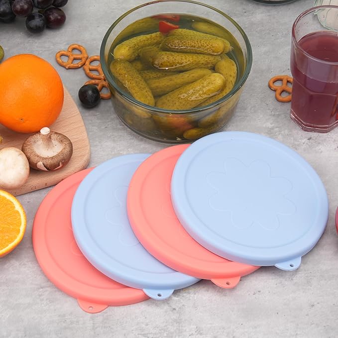 4 Cup Silicone Replacement Lids Storage Cover for Anchor Hocking Glass Bowls (Container not Included) 4 Pack Microwave, Dishwasher and Freezer Safe