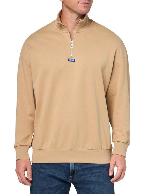 HUGO Twill French Terry Quarter Zip Sweatshirt, dunes, L