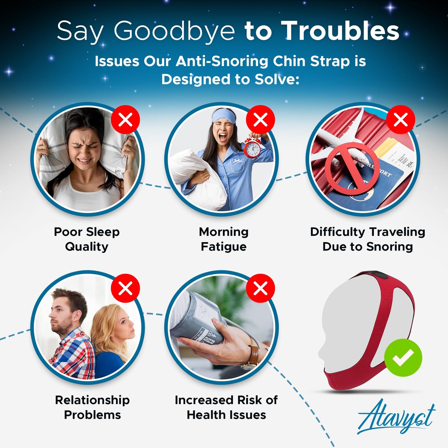 Ruby Style - Chin Strap for Sleeping - Chin Strap for CPAP Users - Keep Mouth Closed While Sleeping - Anti Snoring Chin Strap for Men and Women - Snore Stopper - Snoring Solution -Sleep Aid