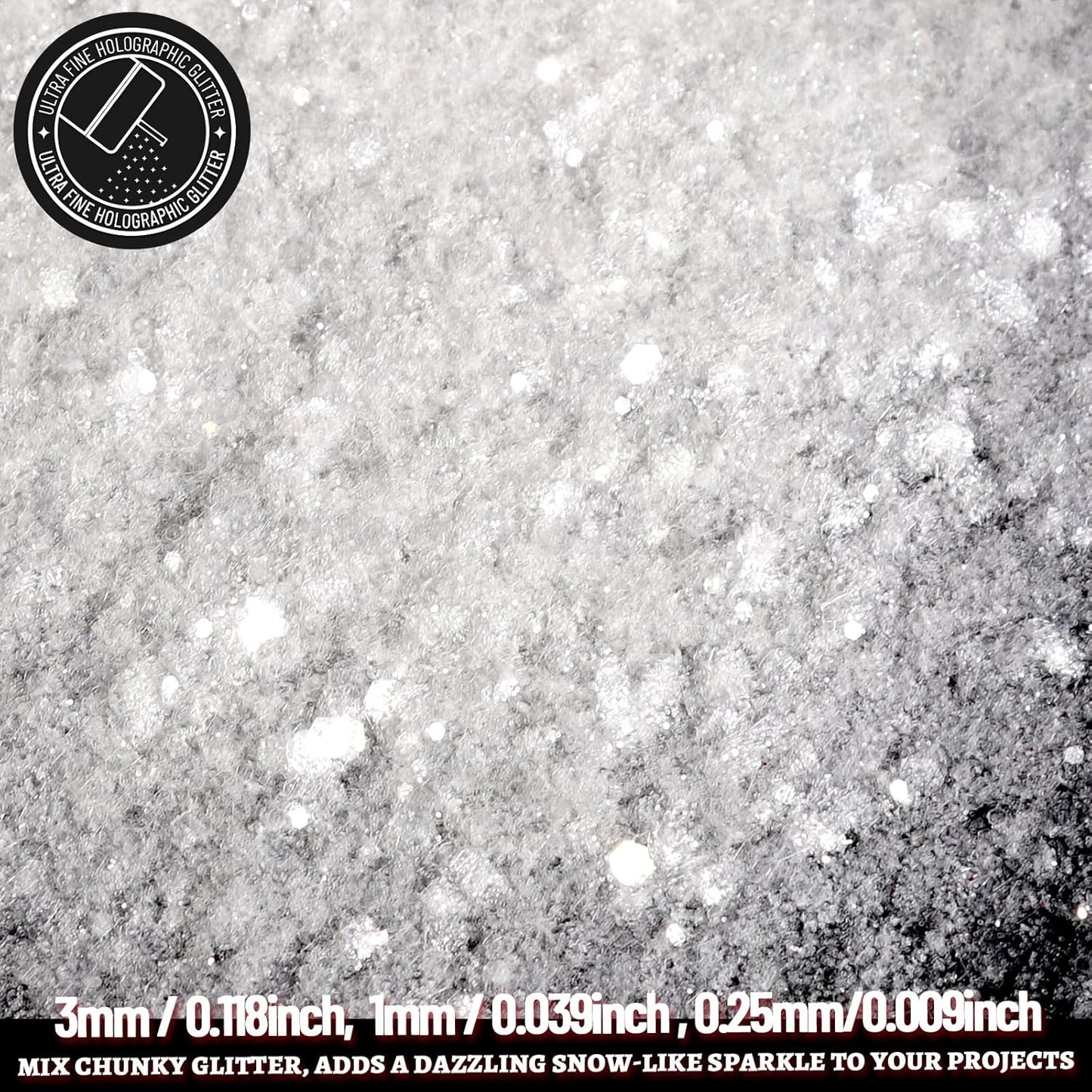 LEOBRO White Glitter, 160g/5.64oz Clear White Chunky Glitter for Crafts, Resin, Body Nail, DIY Decorations
