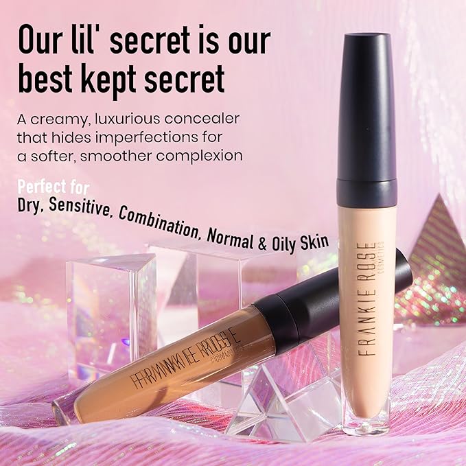 Frankie Rose Cosmetics Our Lil’ Secret Concealer - Full, Long Lasting Coverage for Dark Circles and Fine Lines - Easy to Blend - Soft, Smooth Complexion - Toffee