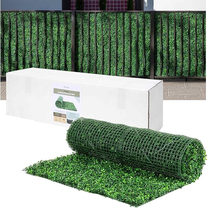 NatraHedge Artificial Boxwood Roll Panels UV Protected for Outdoor Use 33 SQF (Light Green Roll)