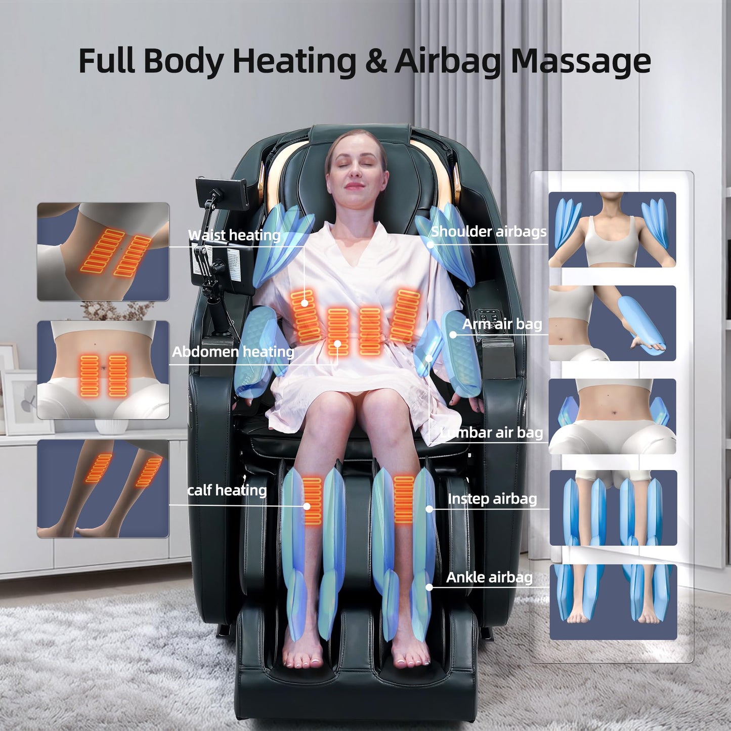4D Massage Chair Full Body Recliner with Heat – Zero Gravity 57'' SL Track Shiatsu Massage Chair for Home Office with AI Voice, 7" Touch Screen, Wireless Charging,Neck & Shoulder Relief Mom/Dad/Wife