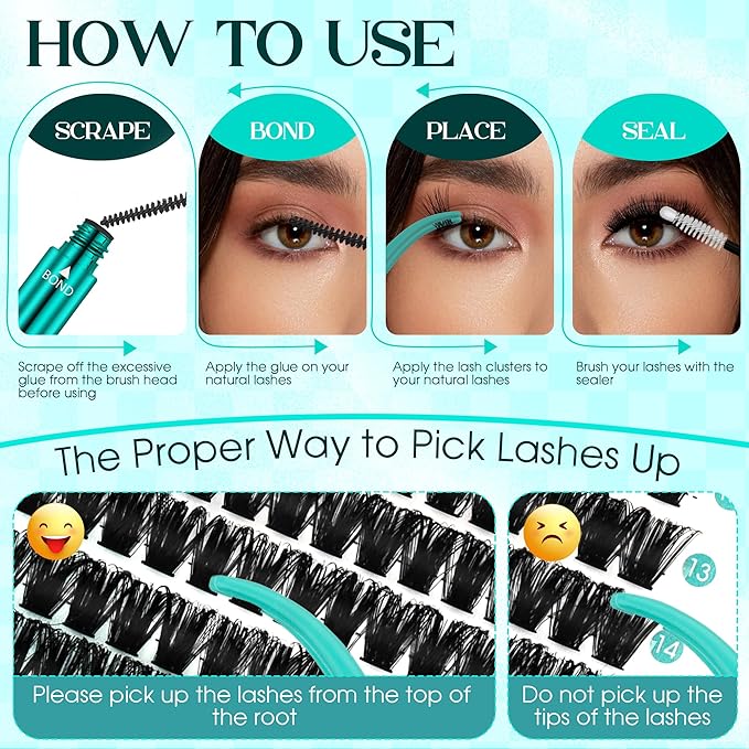 Eyelash Clusters Fluffy Lash Clusters Thick 280pcs Cluster Eyelash Extensions DIY At Home Individual Lashes Cluster Lashes by GEMERRY（100P-15-20mm)