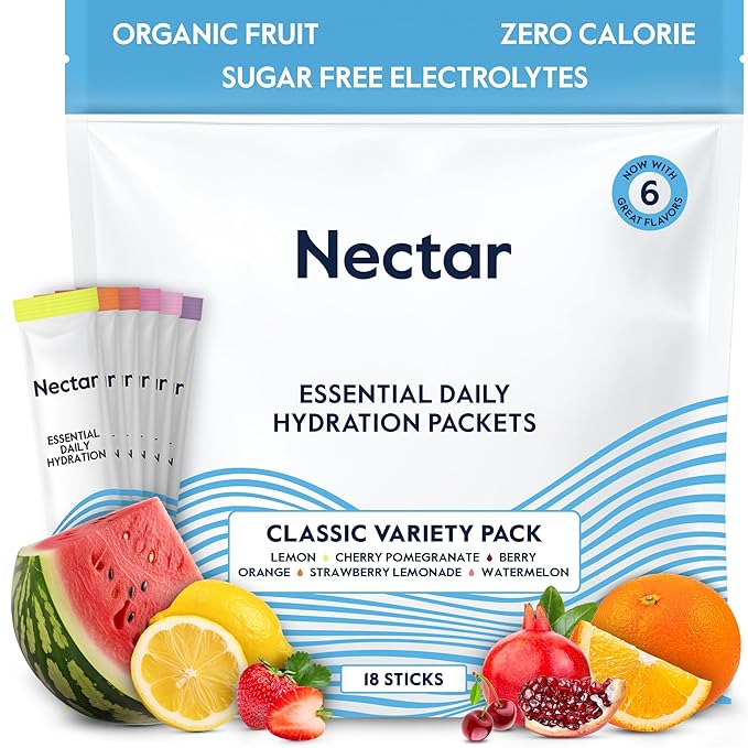 Nectar Hydration Packets - Electrolytes Powder Packets - No Sugar or Calories - Organic Fruit Liquid Daily IV Electrolytes...