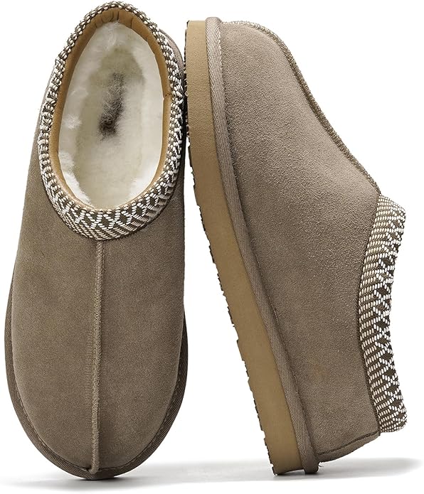 Project Cloud Mens Slippers 100% Genuine Leather with Australian Shearling Lining & Memory Foam Insole Outdoor & House Sli...