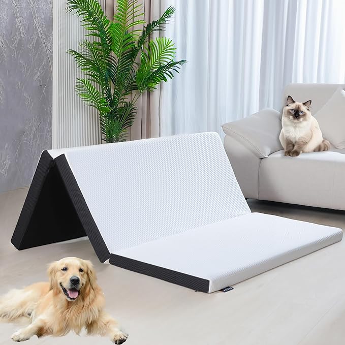 Roxzo Folding Mattress,3 inch Twin Tri-Folding Memory Foam Mattress, Portable Trifold with Washable Cover, Non-Slip Bottom for Camping & Guest Beds, 75"x38"x3"