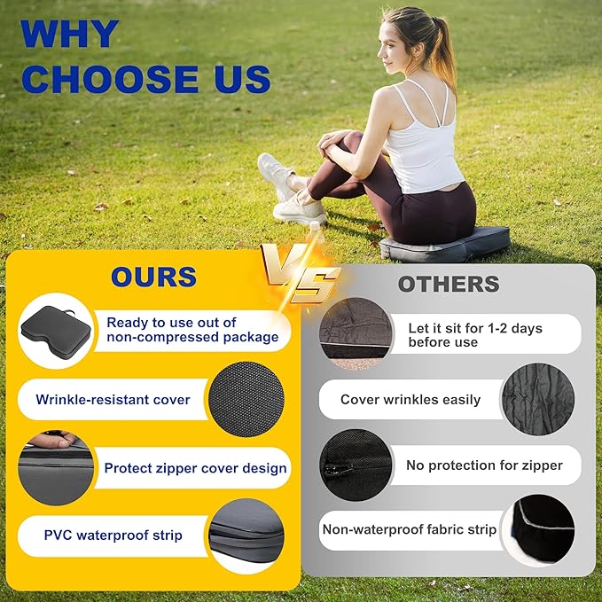FASTMOMENT 2 Pcs Stadium Seat Cushions - Outdoor Seat Cushions for Bleachers Fashion & Portable Stadium Cushions with Decorative Strips Water-Repellent Stadium Seats for Outdoor Sports Events (Grey)