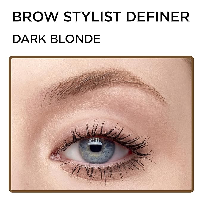 L'Oreal Paris Makeup Brow Stylist Definer Waterproof Eyebrow Pencil, Ultra-Fine Mechanical Pencil, Draws Tiny Brow Hairs and Fills in Sparse Areas and Gaps, Dark Blonde, 0.003 Ounce (Pack of 2)