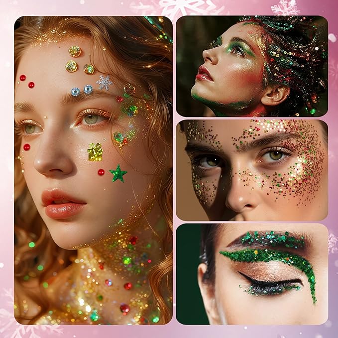 Rainbow Body Glitter Stick, Holographic Sequins Face Glitter Neon Outfit Singer Concert Music Rave Festival Party Accessories Hair Glitter Gel.