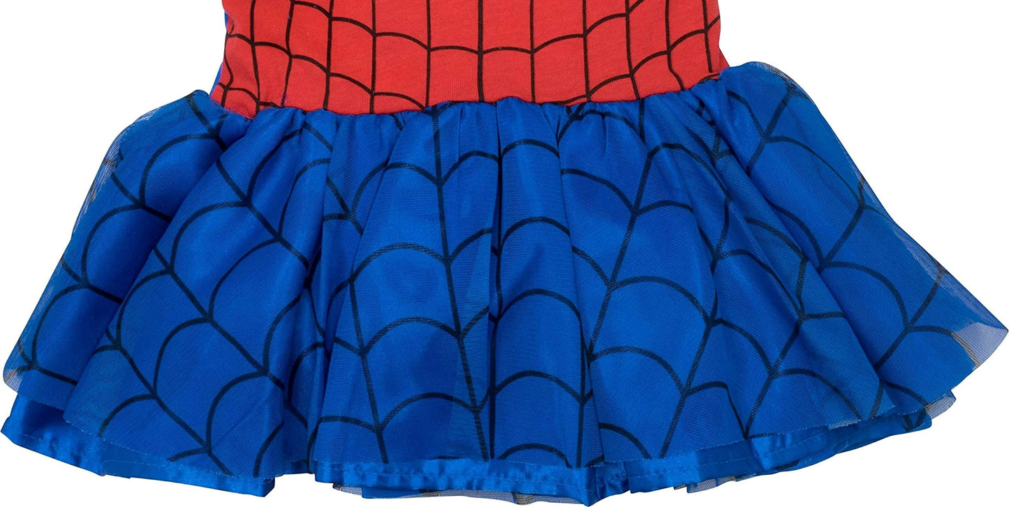 Marvel Spider-Man Toddler Girls Tulle Cosplay Dress Leggings and Headband 3 Piece 2T