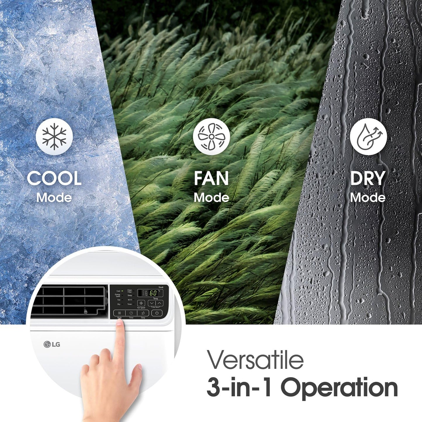 LG 10,000 BTU Smart Window Air Conditioner, 115V, Cools 450 Sq. Ft. for Bedroom, Living Room, Apartment, Dual Inverter, Quiet Operation, Energy Star, works with LG ThinQ, Amazon Alexa and Hey Google