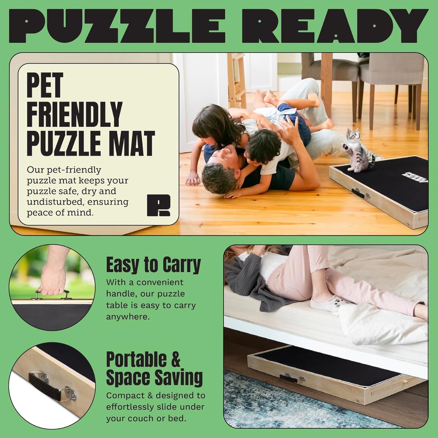 Puzzle Ready Wood Jigsaw Puzzle Board - 1500pc, 36x27in, 3 Angles - Color-Coded Trays & Drawers Organizer & Storage - Ergonomic Tilt Surface - Portable Puzzle Table with Drawers