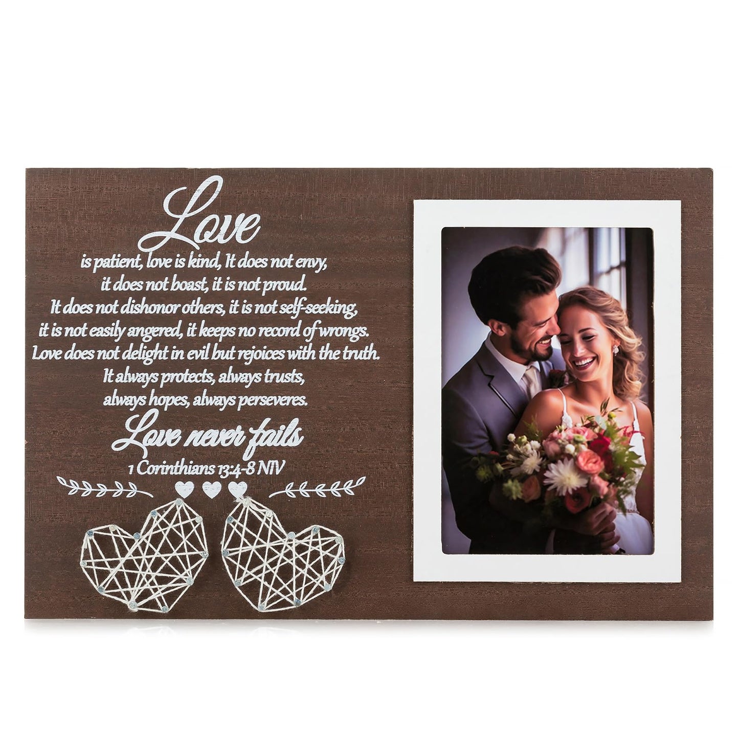 NUPTIO Couple Gifts Picture Frames: Wedding Gift Ideas Anniversary Engagement Christmas Birthday Presents for Couples Boyfriend Girlfriend Newlyweds Friends 4x6 Wood Love Photo Frame