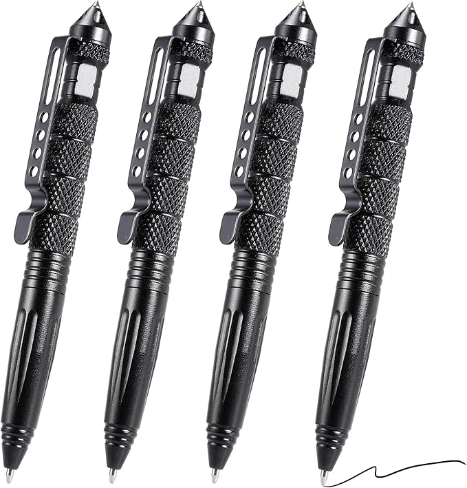 Lsqurel Tungsten Steel Tactical Pen for Glass Breaker Mutifunction Defense Pen (4 Pack)