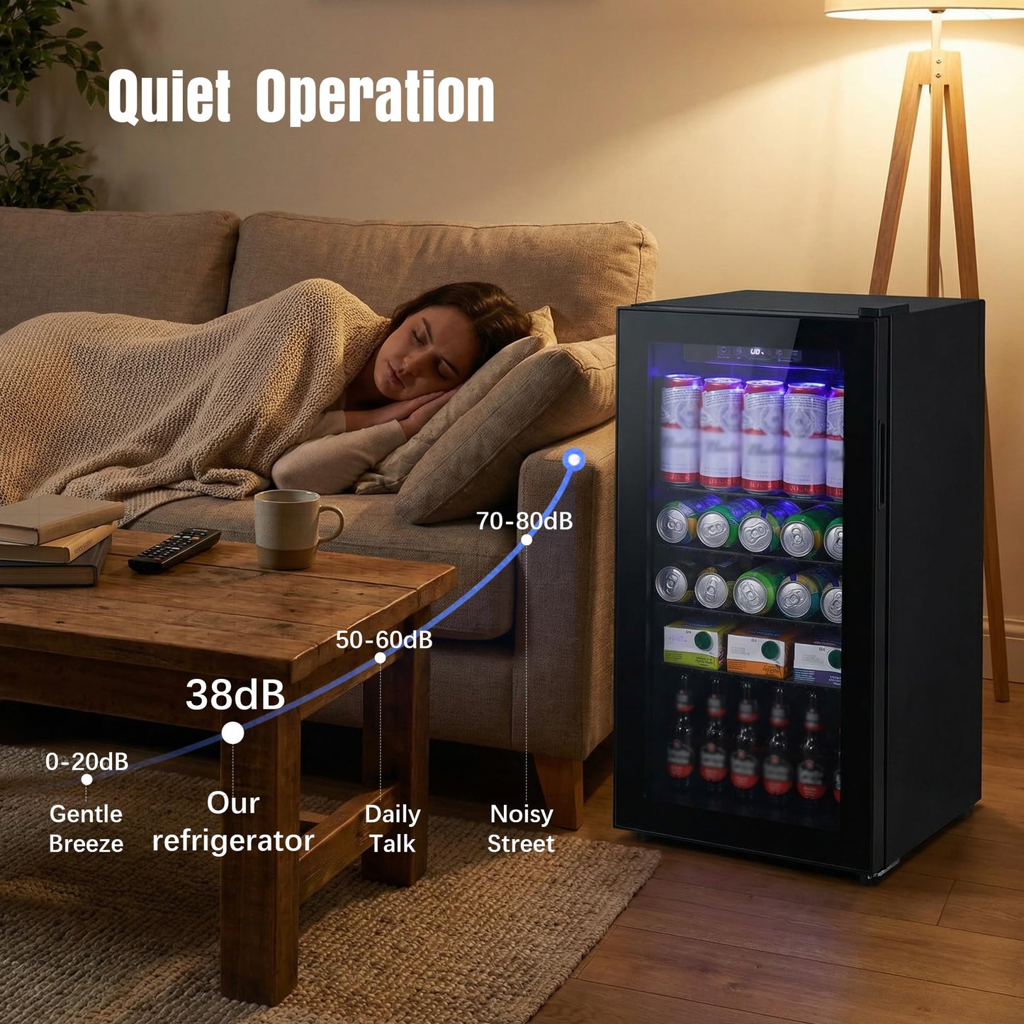 rosmena Beverage Refrigerator, 160 Can Freestanding Mini Refrigerator with 7 Adjustable Thermostat, Drink Dispenser with Adjustable Shelves, Suitable for Home/Office, Black