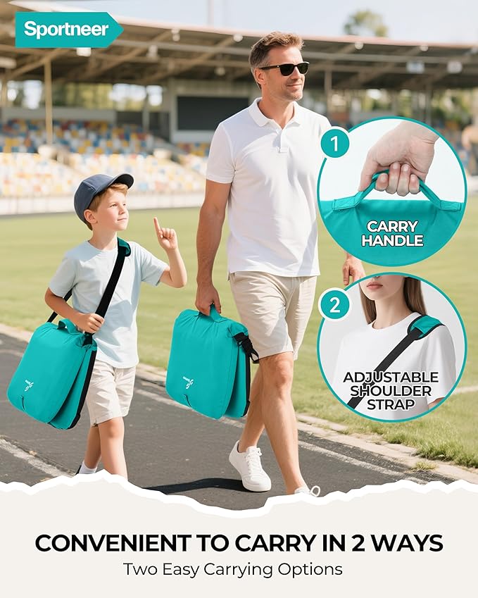 Sportneer Stadium Seats with Back Support: 6 Reclining Position Folding Bleacher Chairs with Back and Cushion - Padded Bleacher Seats with Shoulder Strap & Storage pocket for Events, Outdoors, Camping