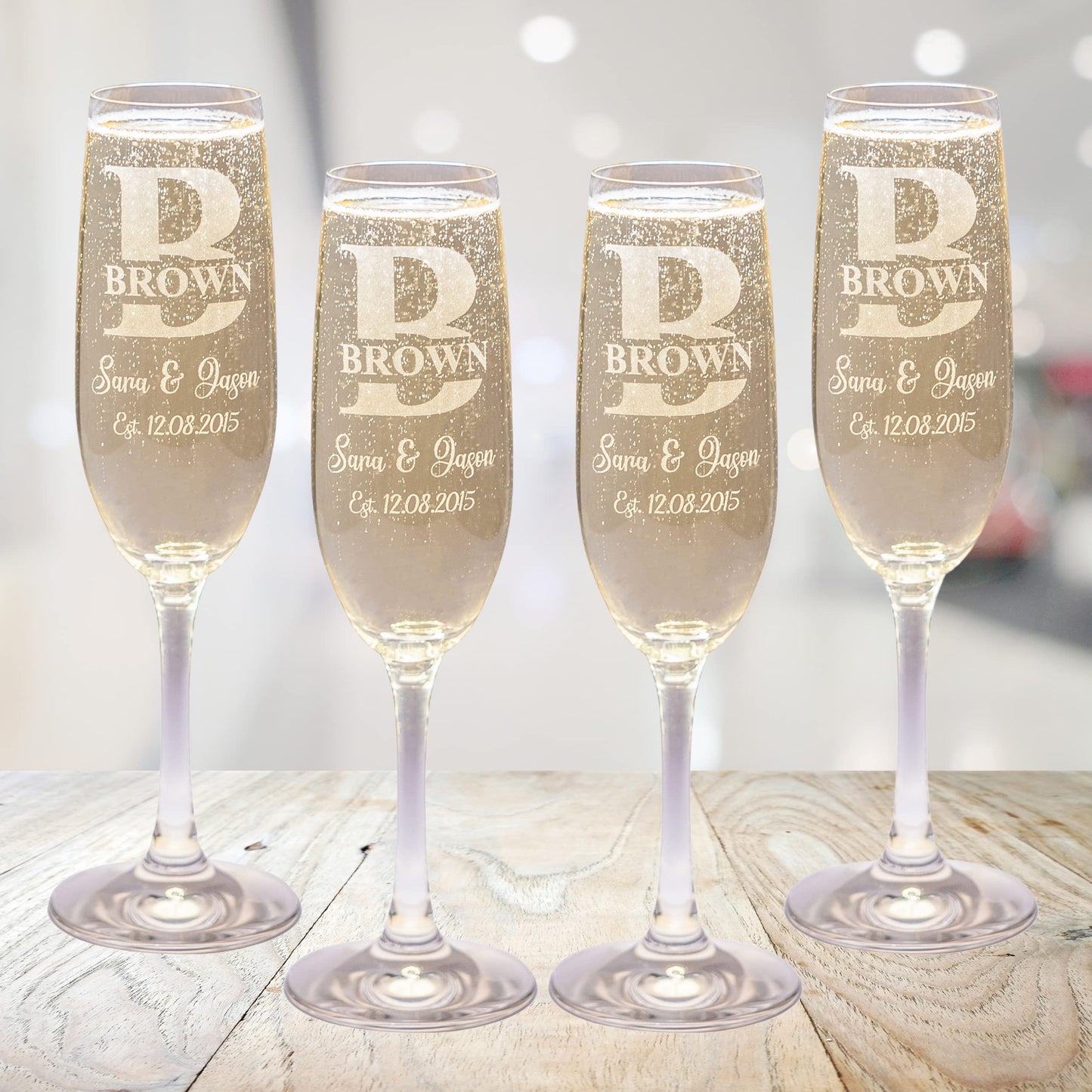 Gifts Inscribed Personalized Champagne Glasses Set of 2 – Engraved Mr and Mrs Champagne Flutes – Custom Stemmed Glassware Gift for Wedding, Engagement, Anniversary, Bridal Party