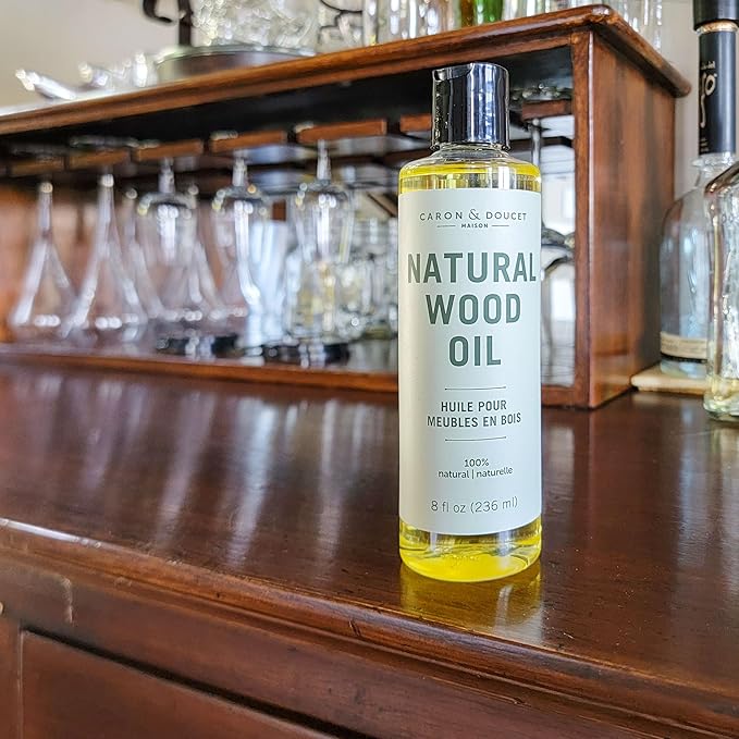 CARON & DOUCET - Natural Wood Conditioning Oil - 100% Plant Based Wood Conditioning and Polishing Oil - Orange Scented - Suitable for Natural Furniture (8oz)
