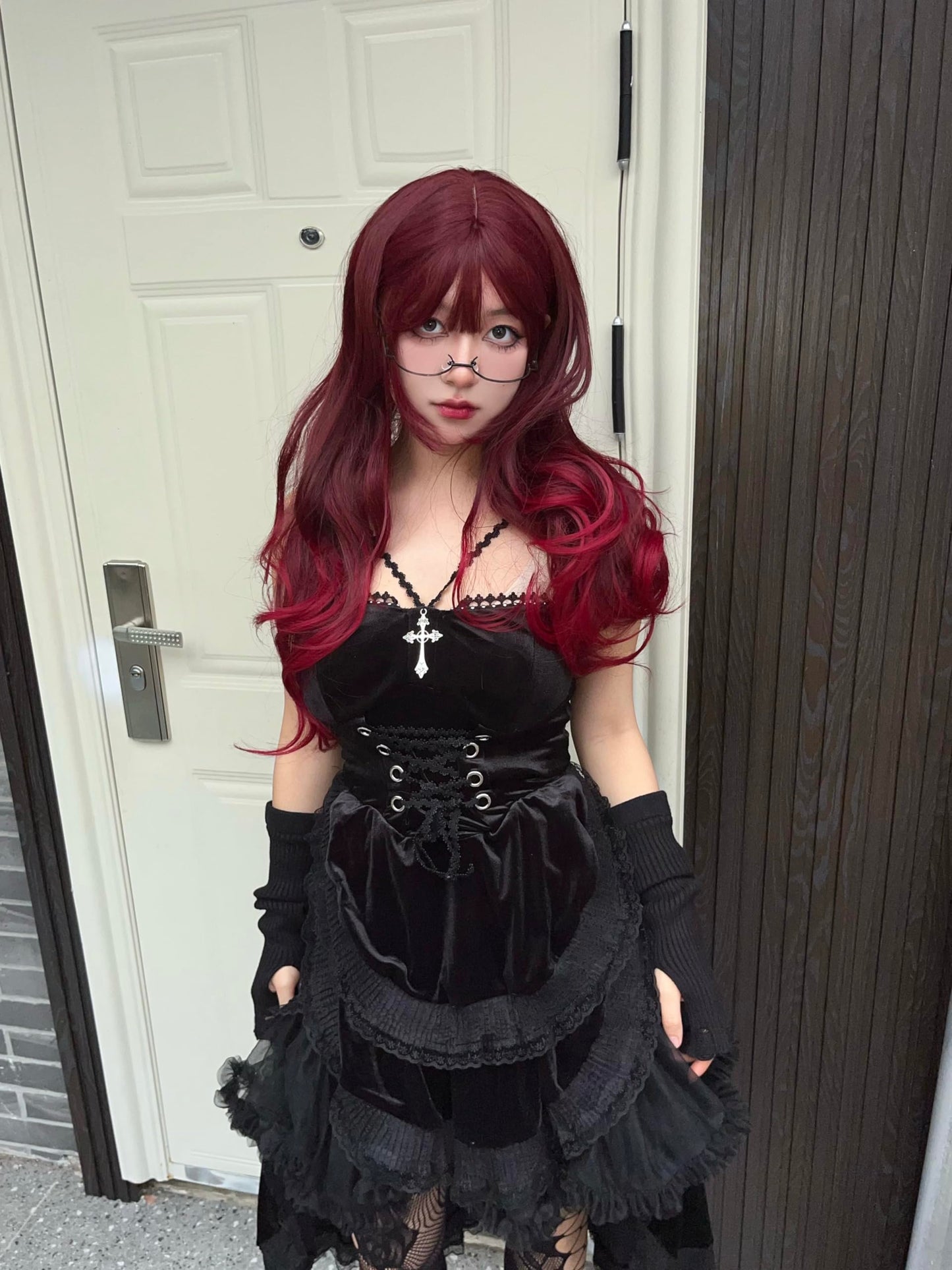 URAWESO Goth Gloves Grunge Emo Fingerless Arm Warmers Gothic Punk Thumbhole Ripped Hip Hop Y2k Arm Sleeves Cosplay