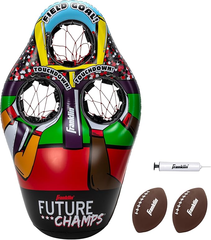 Franklin Sports Kids Football Target Toss Game - Inflatable Throwing Target Toy with Soft Mini Footballs - Fun Kids Sports...
