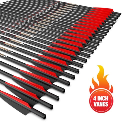 sanlida Archery Warpath 10, 24 PCS, 0.001" Straightness, 100% Pure Carbon Crossbow Bolts, Crossbow Hunting, Standard 22 Inches Crossbow Bolts with Removable Tips and Moon Nocks…