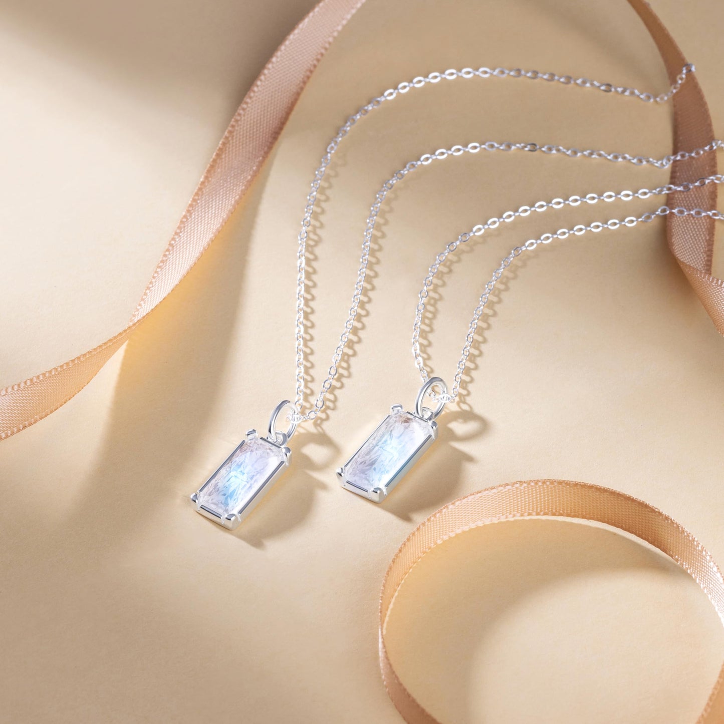 HOPE LOVE SHINE New Beginnings Rainbow Moonstone Sterling Silver Necklace for Women - Meaningful Jewelry Gifts for Her