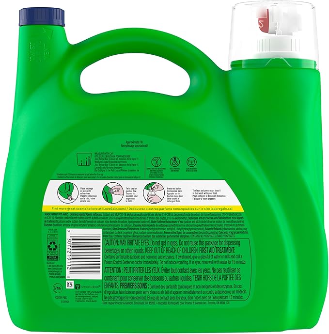 Gain Liquid Laundry Detergent, Moonlight Breeze Scent, 194 fl oz, 134 loads, Freshness + Odor Fighting, High Efficiency Washing Machine Liquid Cleaning Soap