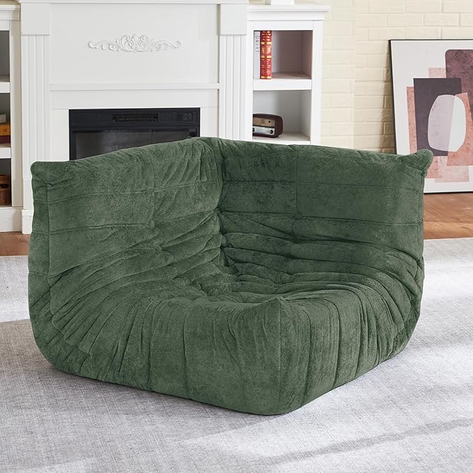 HABUTWAY Bean Bag Chair, Memory Foam Bean Bag Chairs for Adults, Fireside Corner Chair Lazy Floor Corner Sofa for Living Room, Bedroom, Dorm, Office (Green)