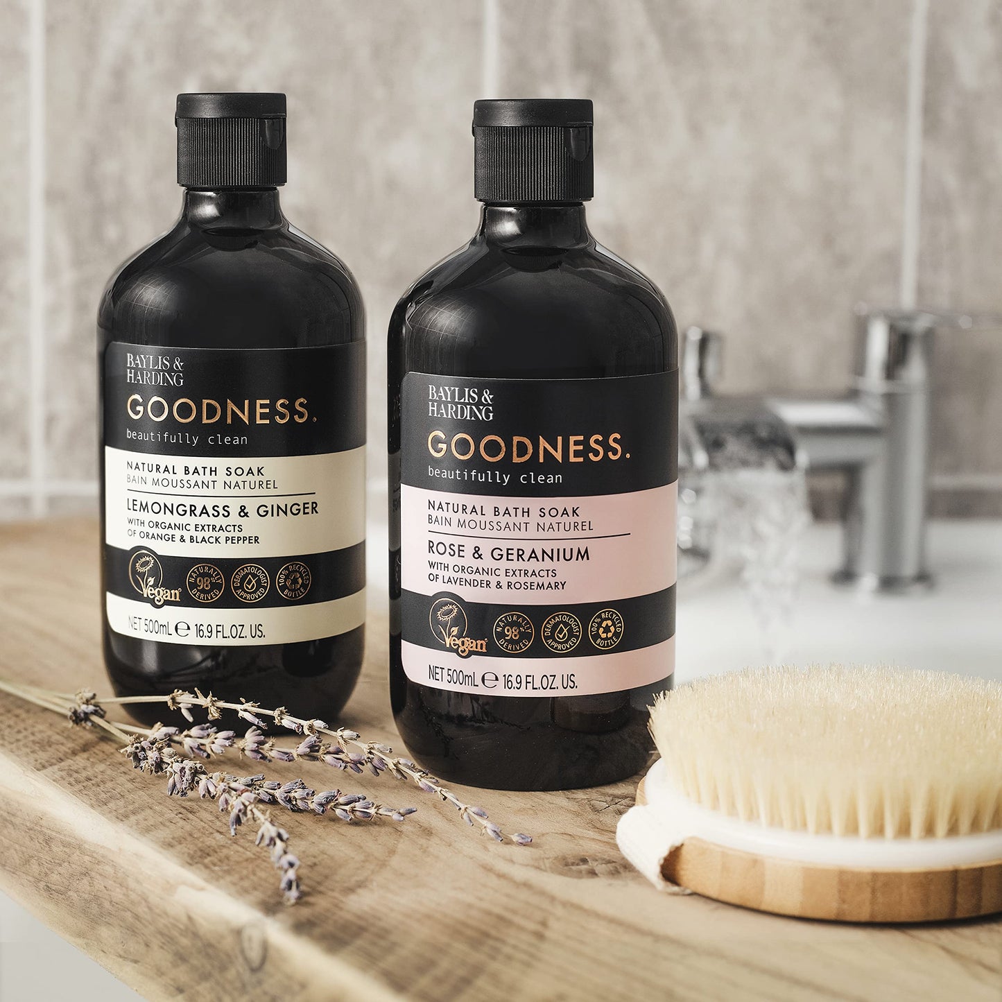 Baylis & Harding Goodness Lemongrass & Ginger Bath Soak, 500 ml (Pack of 3) - Vegan Friendly
