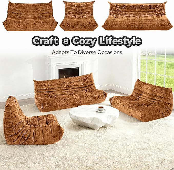 HABUTWAY Bean Bag Chair, Giant Bean Bag Chairs for Adults, 3 Seater Fireside Chair, Lazy Large Floor Bean Bag Sofa for Living Room, Bedroom, Dorm, Office (Brown)