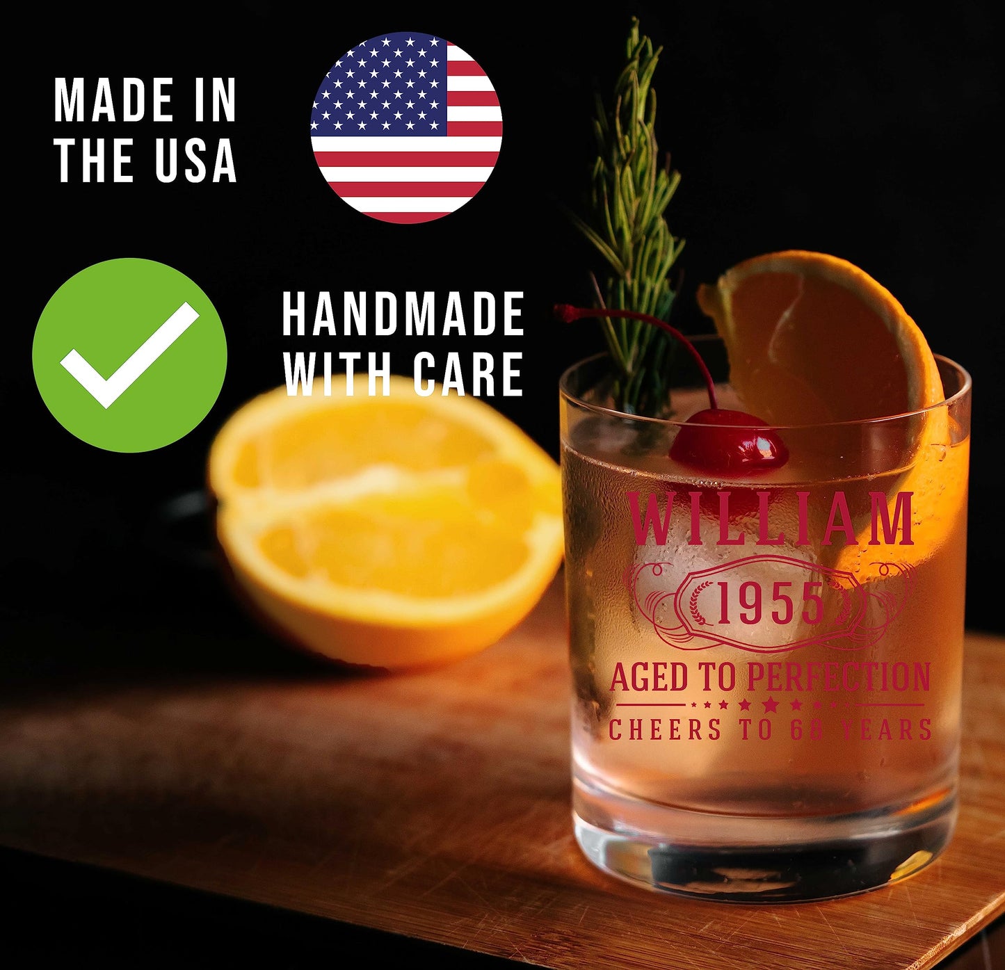 Personalized Printed 11oz Whiskey Glass–Customized Gifts for Men Him, Father’s Day, Custom Name Cocktail Cup, Happy Birthday Gift Idea for Dad Brother Adult Son, Turning Years Old Bday Party, Bernard