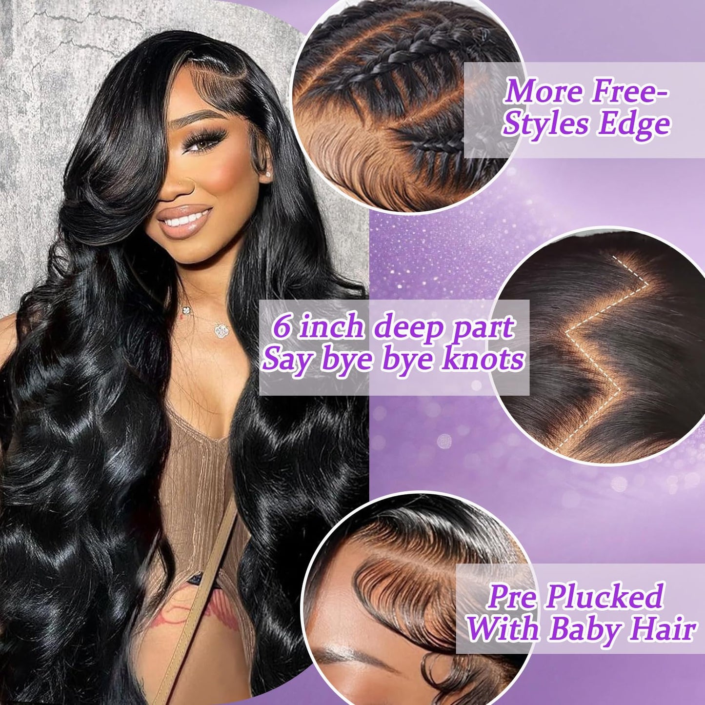 OVEOOZ Body Wave Lace Front Wigs Human Hair Pre Plucked 13x6 HD Transparent Lace Frontal Wigs 200% Density Glueless Wigs Natural